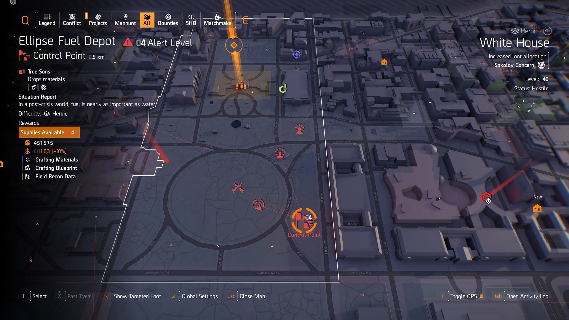 Ellipse Fuel Depot location in The Division 2 (Image via Ubisoft)